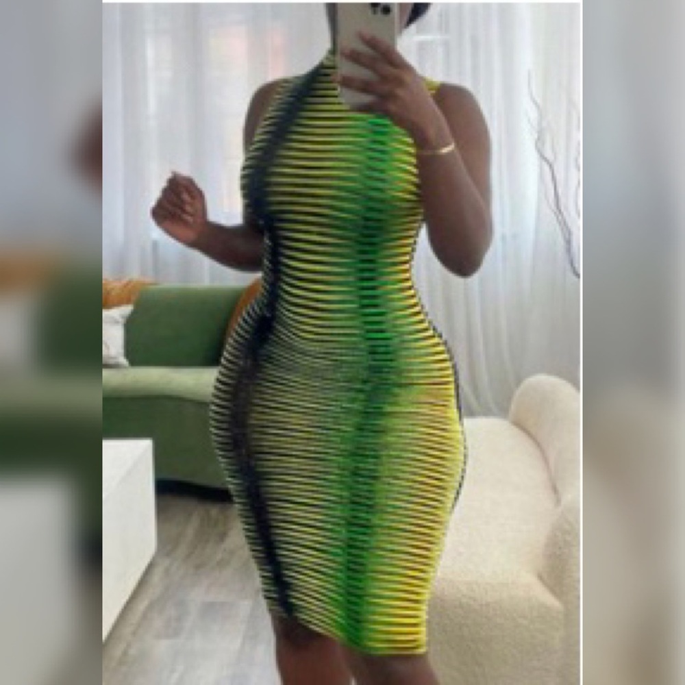 Knee length Turtleneck Multicolor Tie dye Dress
